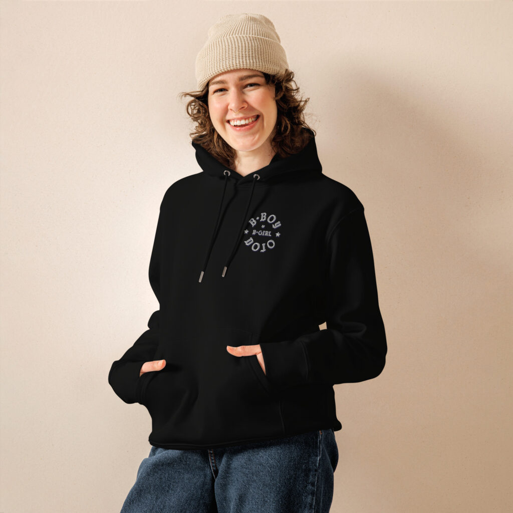 Unisex Essential Premium Embroidered B-Boy & B-Girl Dojo Logo Hoodie (Dark) - Image 2