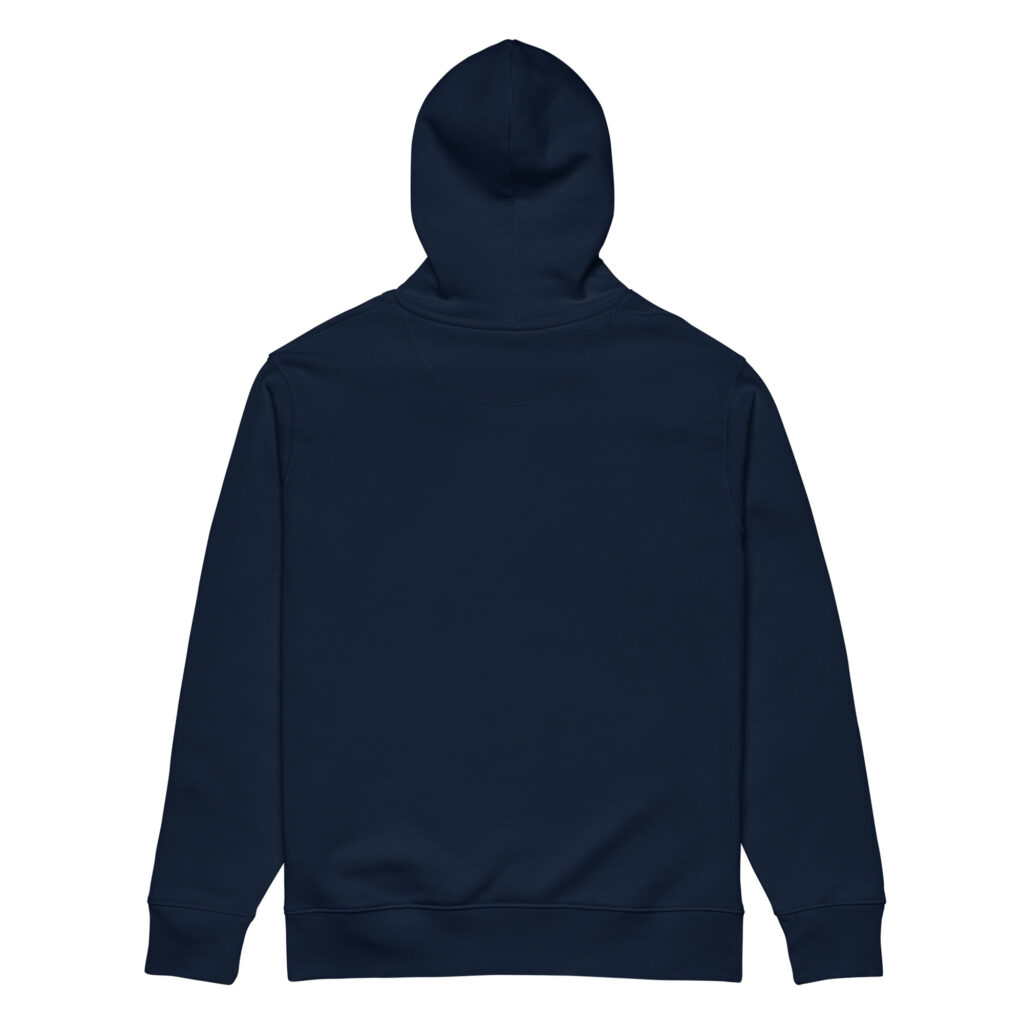 unisex essential eco hoodie french navy back 66453c7a46826