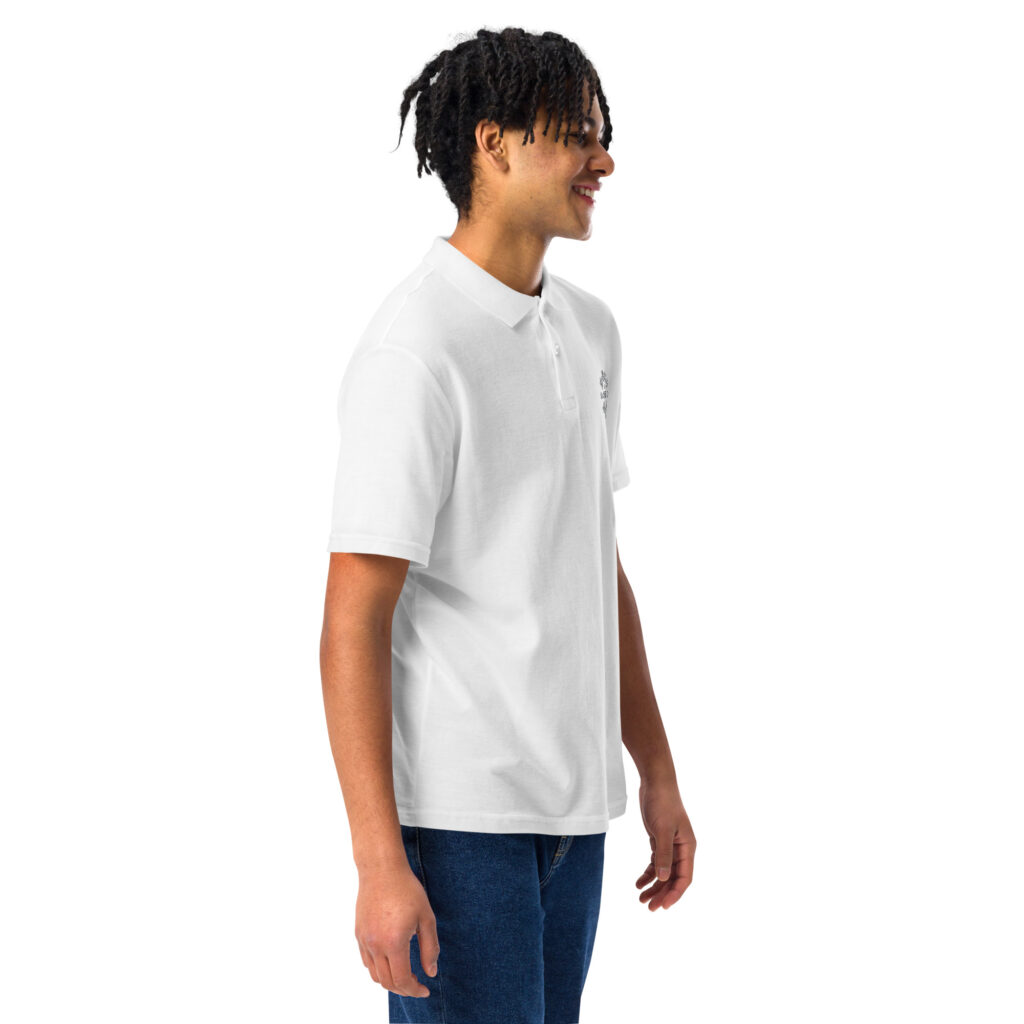 unisex pique polo shirt white right front 664519a895f94